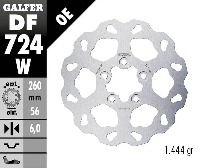 Galfer Disco Freno Posteriore Wave Fixed 260x6mm Harley Davidson Xl Iron 2014-DF724W-271455