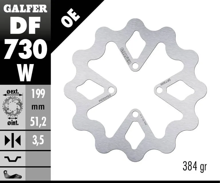 Galfer Disco Freno Posteriore Wave Fixed 199x3,5mm Yamaha Yfz 450 S Izq. 2003 > 2005-DF730W-273372