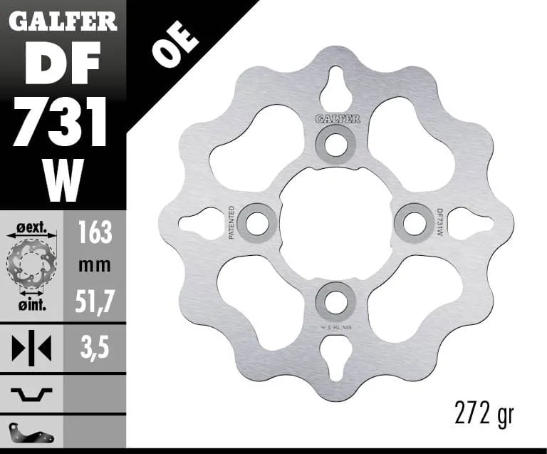 Galfer Disco Freno Anteriore Wave Fixed 163x3,5mm Kawasaki Kfx 450 R Left/izq. 2007-DF731W-267382
