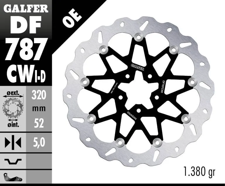 Galfer Disco Freno Anteriore Sinistro Wave Floating Complete 320x5mm Ktm 690 Duke 2012 > 2019-DF787CWI-282222
