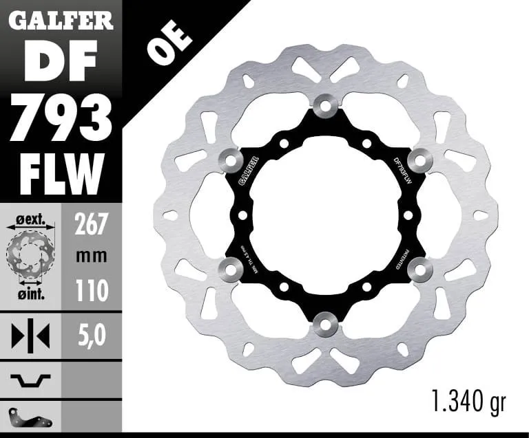 Galfer Disco Freno Posteriore Wave Floating (c. Steel) 267x5mm Ktm 1050 Adventure 2015-DF793FLW-272366