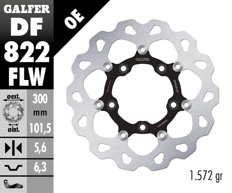 Galfer Disco Freno Posteriore Wave Floating Complete (c. Steel) 300x5.6mm Harley Davidson V-rod (brembo Caliper) 2006-DF822FLW-271491
