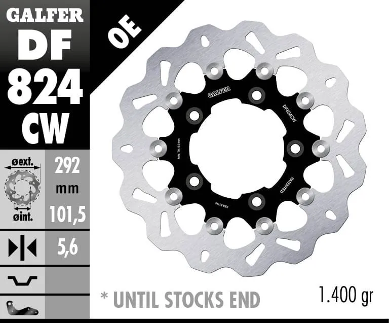 Galfer Disco Freno Posteriore Wave Floating Complete (c. Alu.) 292x5,6mm Harley Davidson V-rod (hayes Caliper) 2002 > 2005-DF824CW-271490