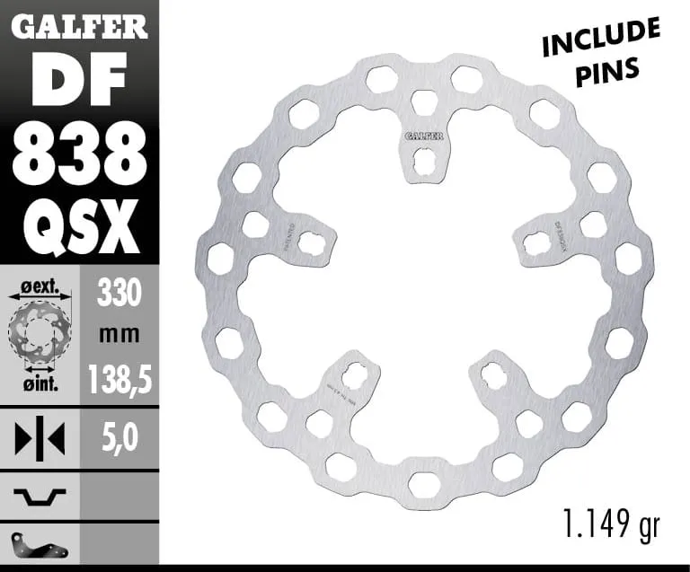 Galfer Disco Freno Anteriore Cubiq Fixed Super Oversize 330x5mm Harley Davidson Cvo Pro Street Breakout 2014 > 2017-DF838QSX-282316