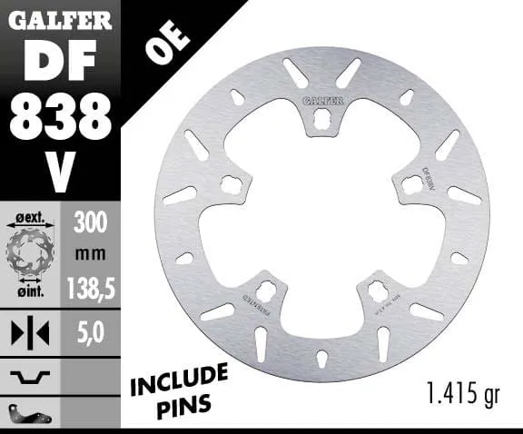 Galfer Disco Freno Anteriore Round Fixed 300x5mm Harley Davidson Cvo Pro Street Breakout 2014 > 2017-DF838V-282320