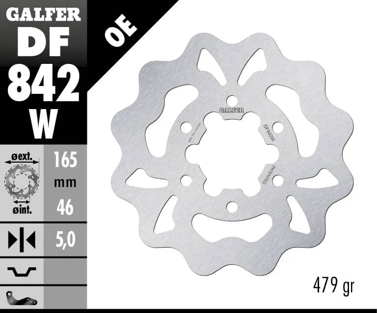 Galfer Disco Freno Posteriore Wave Fixed 165x5mm Yamaha Yxr 660 Rhino 4x4 Der./right 2004-DF842W-273375