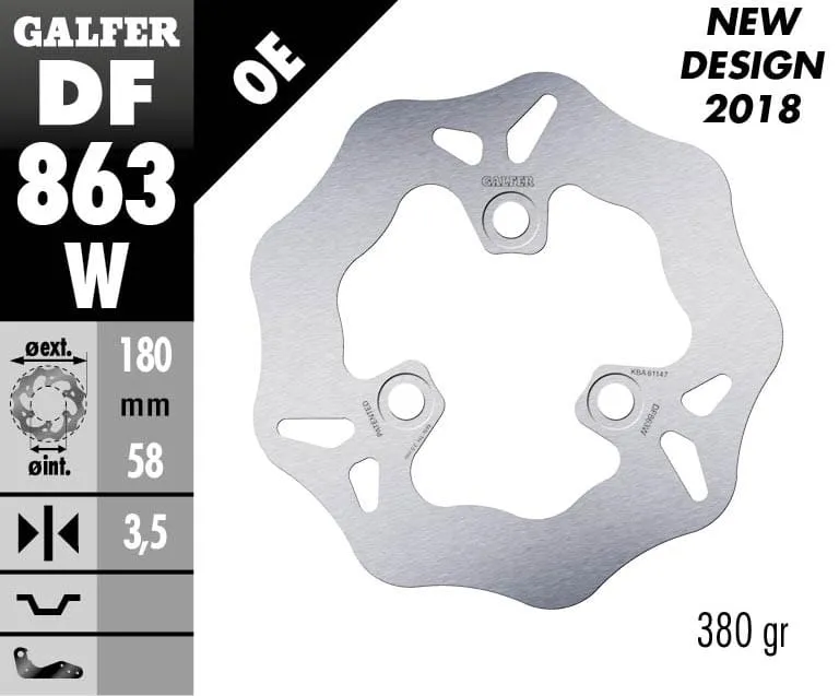 Galfer Disco Freno Anteriore Wave Fixed 180x3,5mm Peugeot Speedfight 501996-DF863W-267868