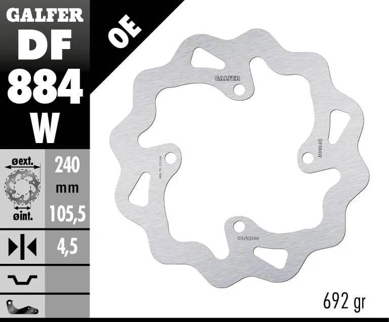 Galfer Disco Freno Posteriore Wave Fixed 239x4,5mm Buell Special M2 Cyclone 2000-DF884W-271012