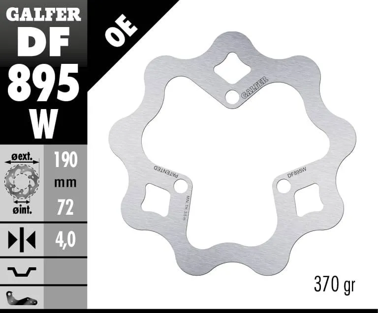 Galfer Disco Freno Posteriore Wave Fixed 190x4mm Honda Trx 450 R 2004 > 2009-DF895W-271815