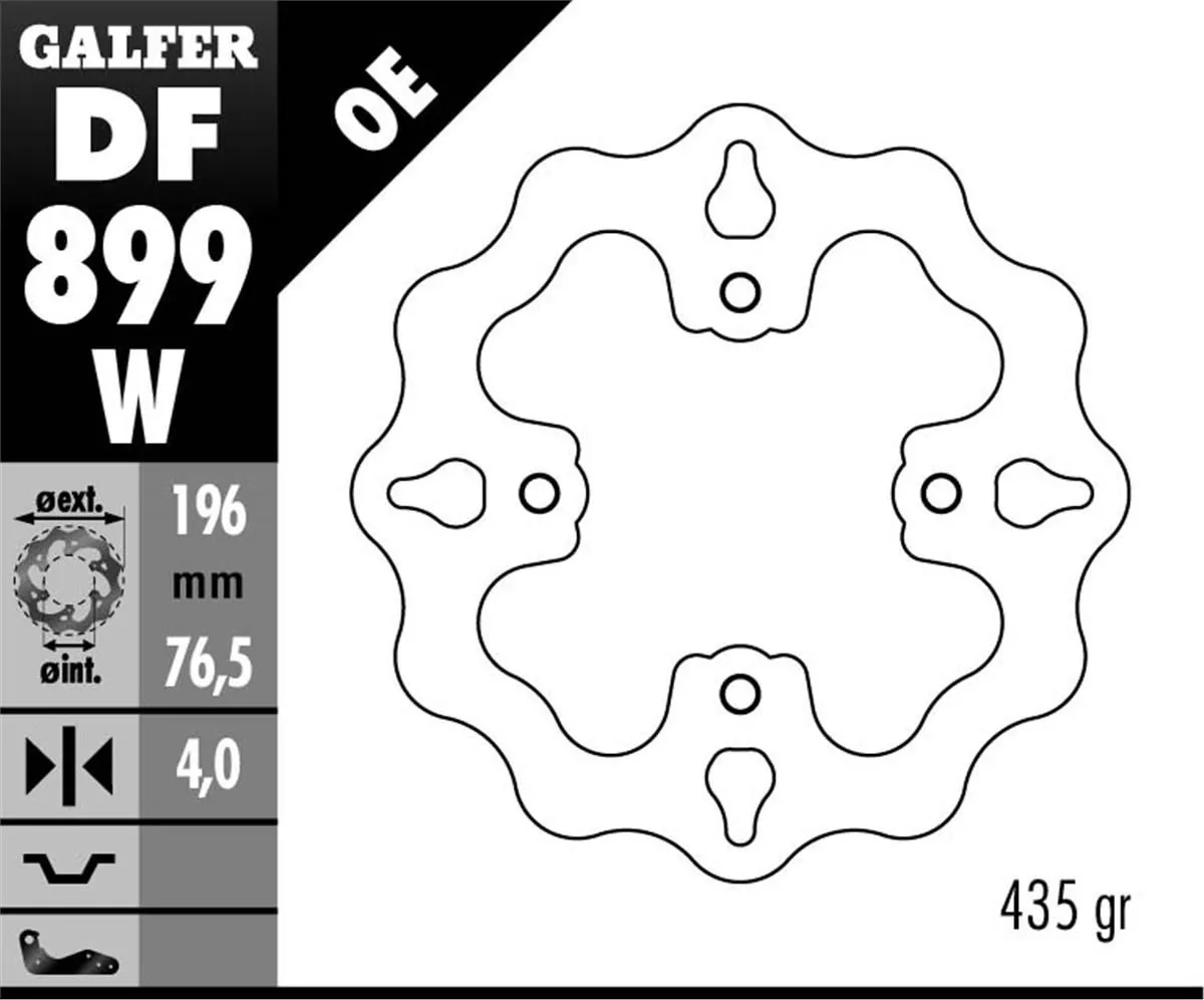Galfer Disco Freno Posteriore Wave Fixed 196x4mm Polaris Predator 500 2003-DF899W-272622