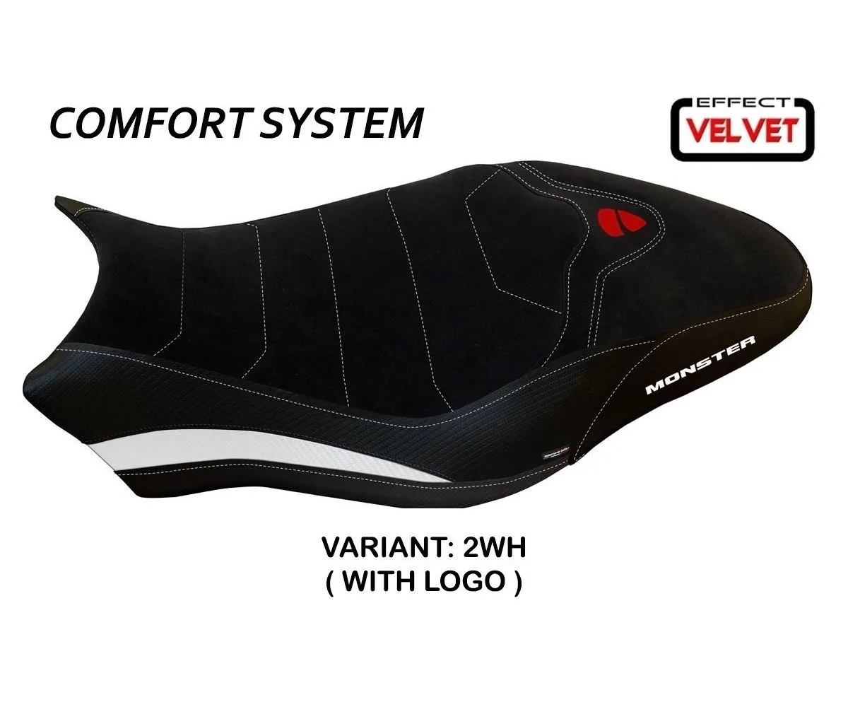 Rivestimento Sella Ovada 2 Velvet Comfort System Bianco (wh) T.i. Per Ducati Monster 1200 2017 > 2020-DMN81O2-2WH-7-276476