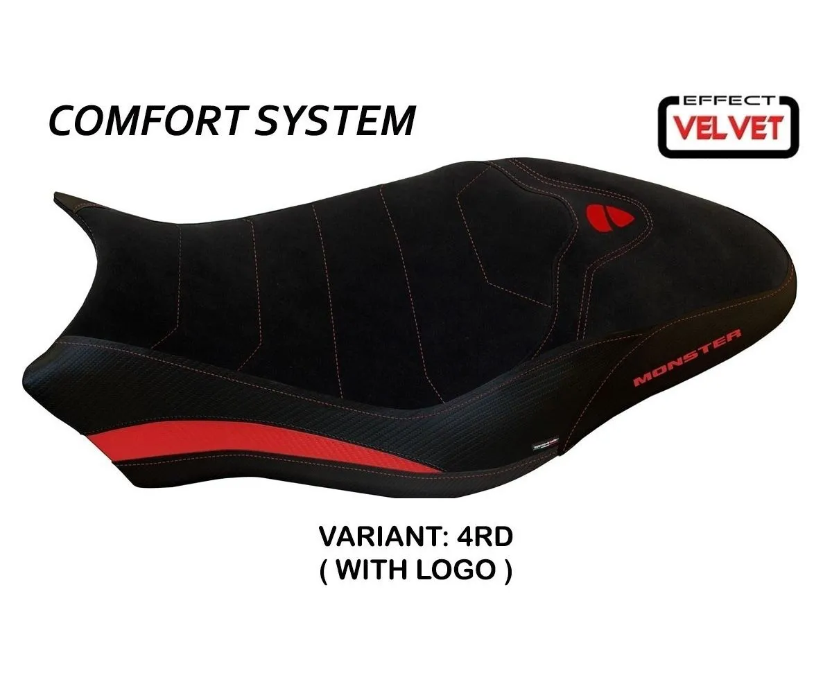 Rivestimento Sella Ovada 2 Velvet Comfort System Rosso (rd) T.i. Per Ducati Monster 1200 2017 > 2020-DMN81O2-4RD-7-276478