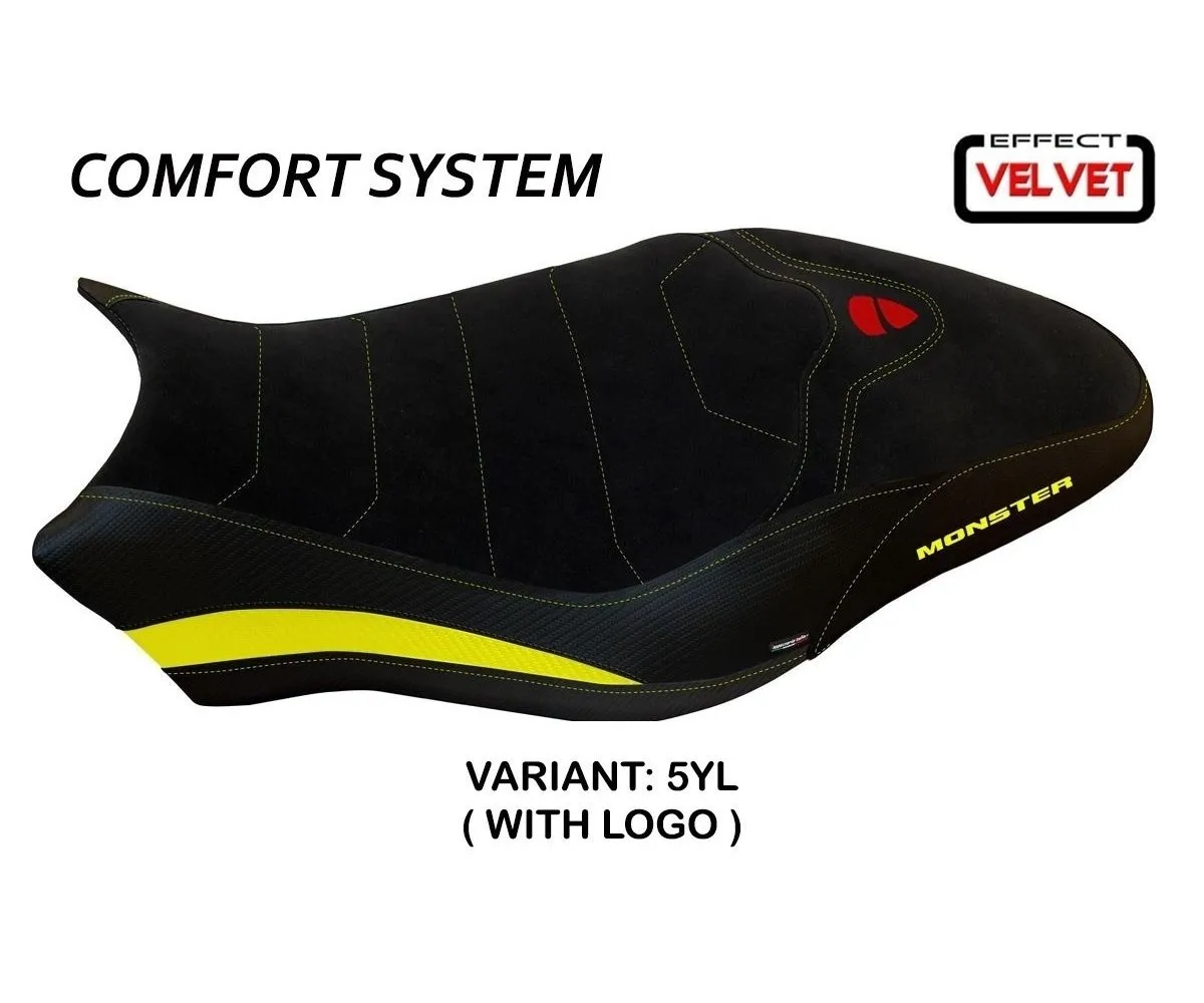 Rivestimento Sella Ovada 2 Velvet Comfort System Giallo (yl) T.i. Per Ducati Monster 1200 2017 > 2020-DMN81O2-5YL-7-276480