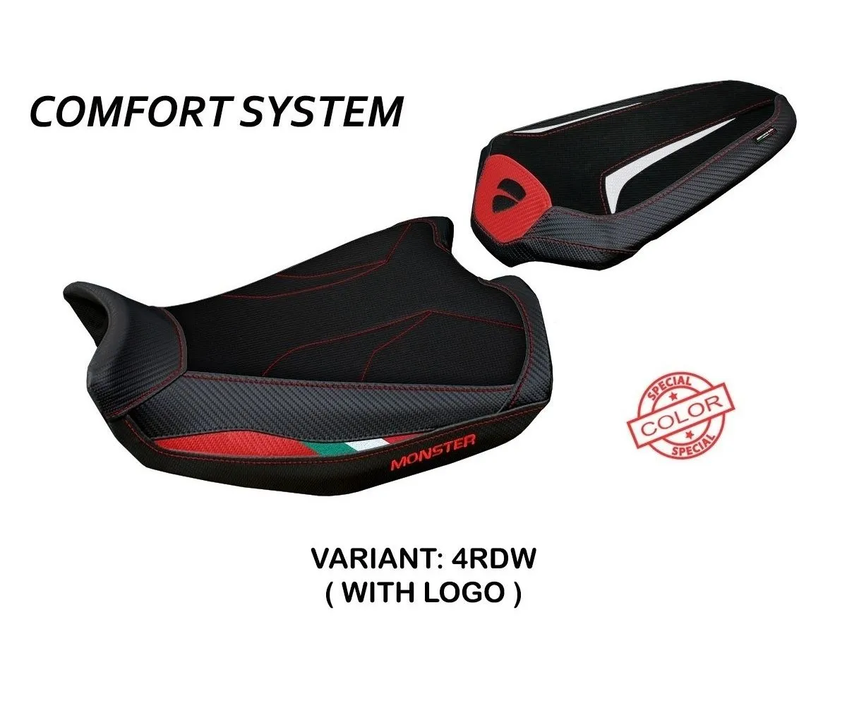 Rivestimento Sella Linosa Comfort System Rosso - Bianco (rdw) T.i. Per Ducati Monster 937 2021-DUMO21LC-4RDW-1-276527