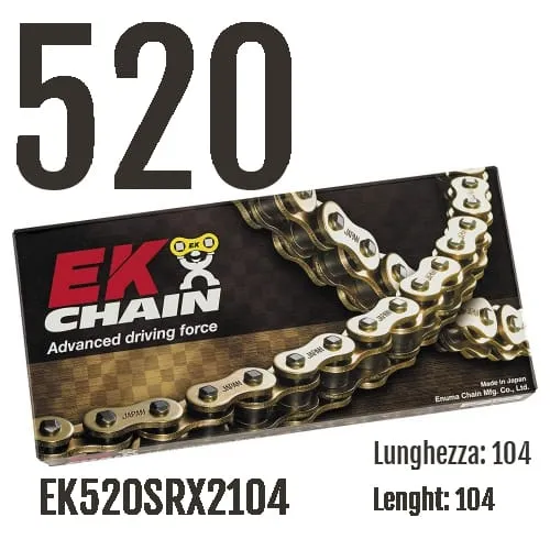 Ek520srx2104 Catena Ek Chains Passo 520 - 104 Maglie Per Kawasaki Klr 1984 > 1990 600-EK520SRX2104-130105