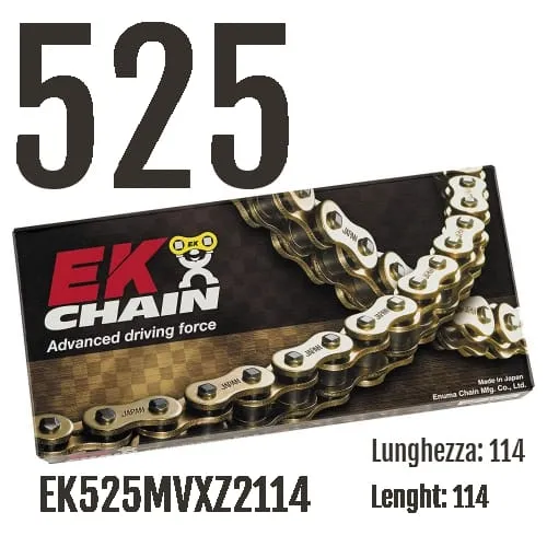 Ek525mvxz2114 Catena Ek Chains Passo 525 - 114 Maglie Per Ducati Multistrada 2017 > 2021 944-EK525MVXZ2114-129284