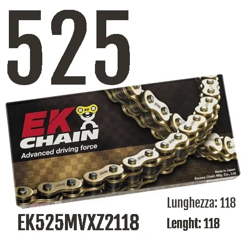 Ek525mvxz2118 Catena Ek Chains Passo 525 - 118 Maglie Per Bmw S Rr 2009 > 2015 1000-EK525MVXZ2118-129035