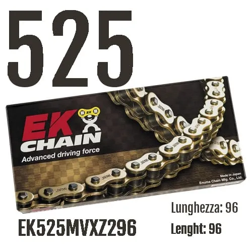 Ek525mvxz296 Catena Ek Chains Passo 525 - 96 Maglie Per Ducati Biposto 1996 > 2002 696-EK525MVXZ296-129201