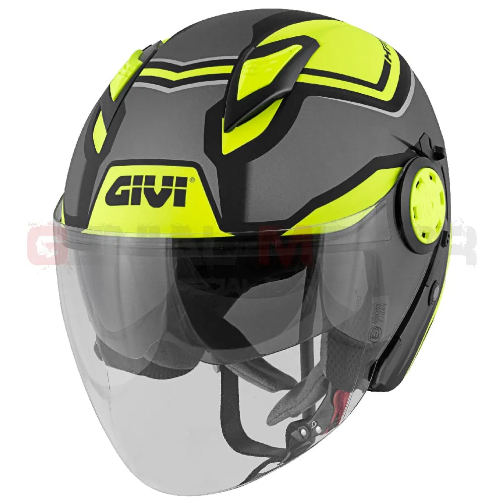 Casco Uomo 12.3 Stratos Shade Moto Givi Helmet Jet Nero - Titanio - Giallo H123fsdby-H123FSDBY-133660
