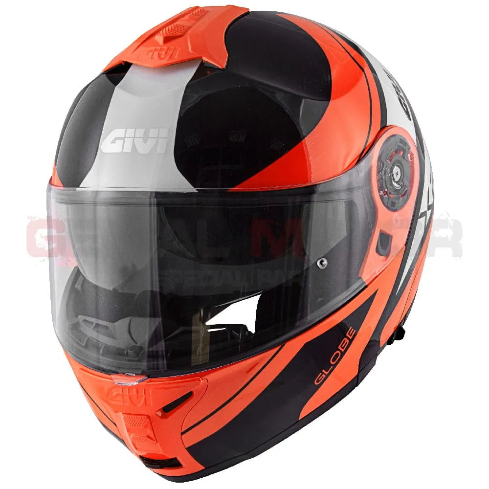 Casco Uomo X21 Challenger Moto Givi Helmet Apribile Nero Lucido - Arancio Hx21fgbbe-HX21FGBBE-133603