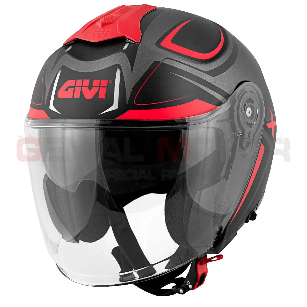 Casco Uomo Jet Planet Hyper Moto Givi Helmet Jet Nero - Titanio - Rosso Hx22fhybf-HX22FHYBF-133647