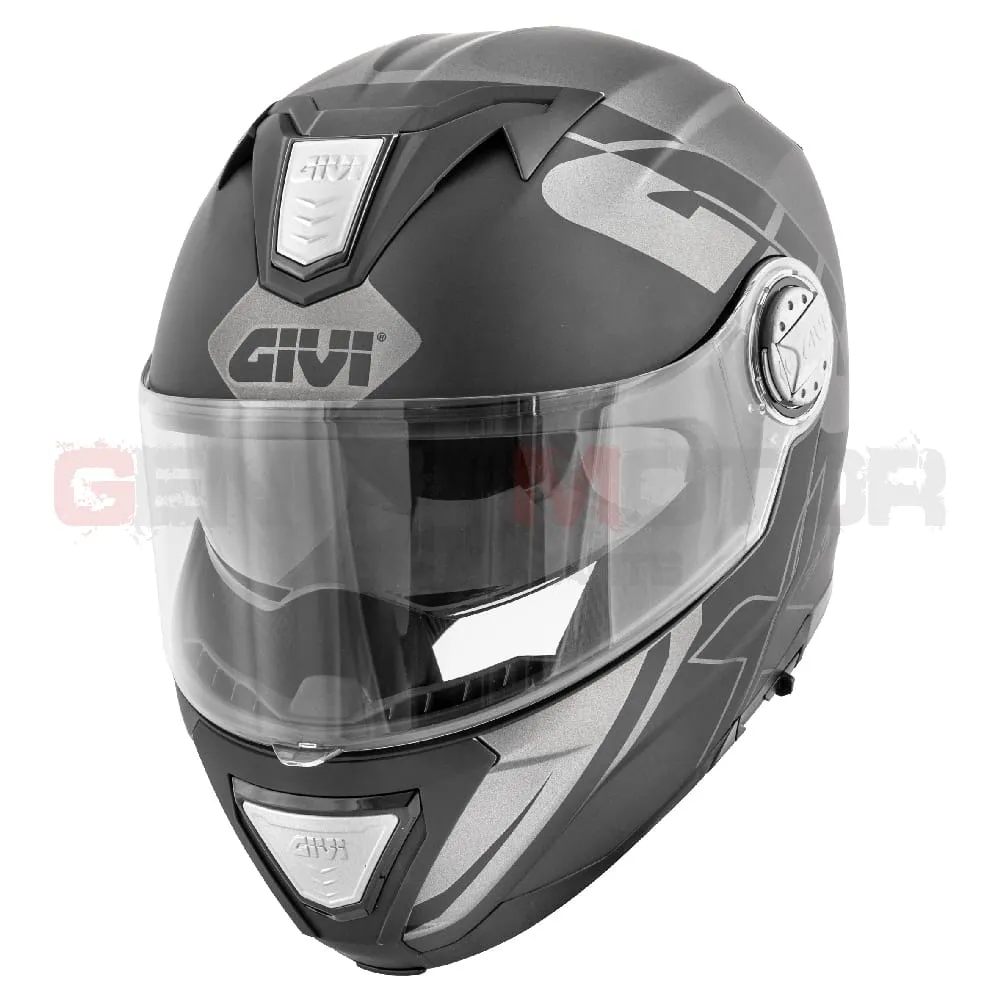 Casco Uomo X23 Sidney Grafica Moto Givi Helmet Apribile Titanio - Nero Hx23fectb-HX23FECTB-133629
