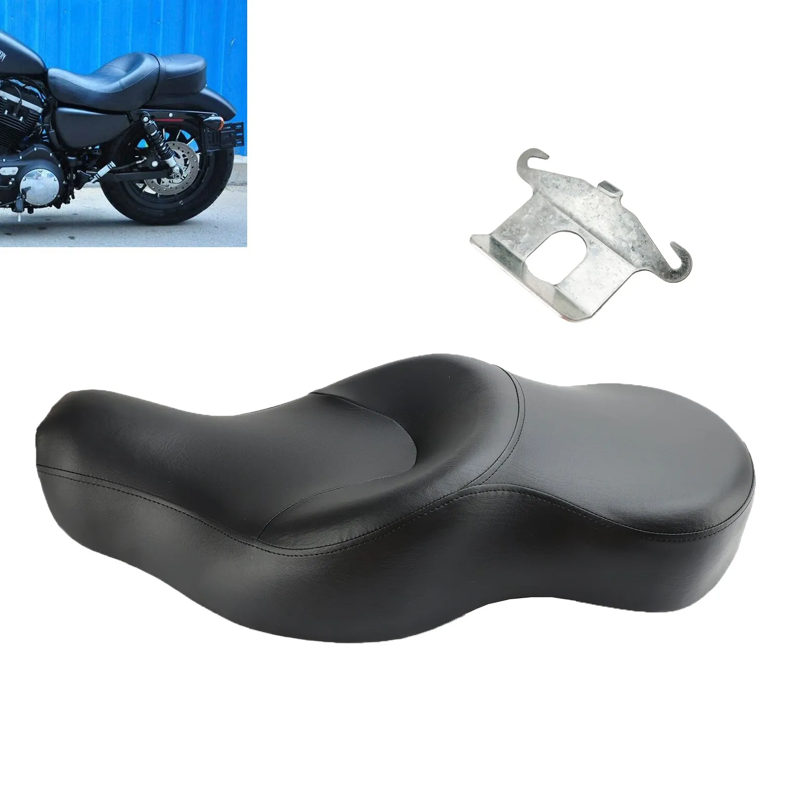 Siège conducteur et passager en cuir pour Harley XL883N XL1200N 2004-2018 noir