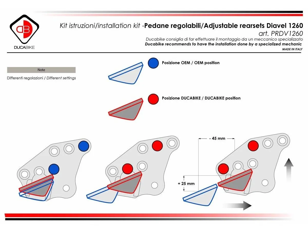 Pedane Regolabili Ducabike Dbk Prdv12601de Nero-silver Per Ducati Diavel 1260 / S 2019 > 2022-PRDV12601DE-282769