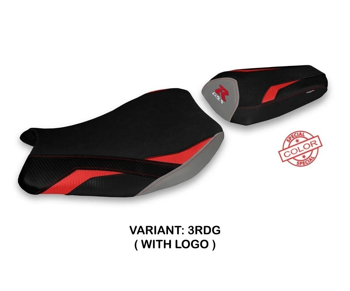 Rivestimento Sella Elmas Special Color Rosso - Grigio (rdg) T.i. Per Suzuki Gsx R 1000 2017 > 2021-SGSXR17ES-3RDG-1-279844