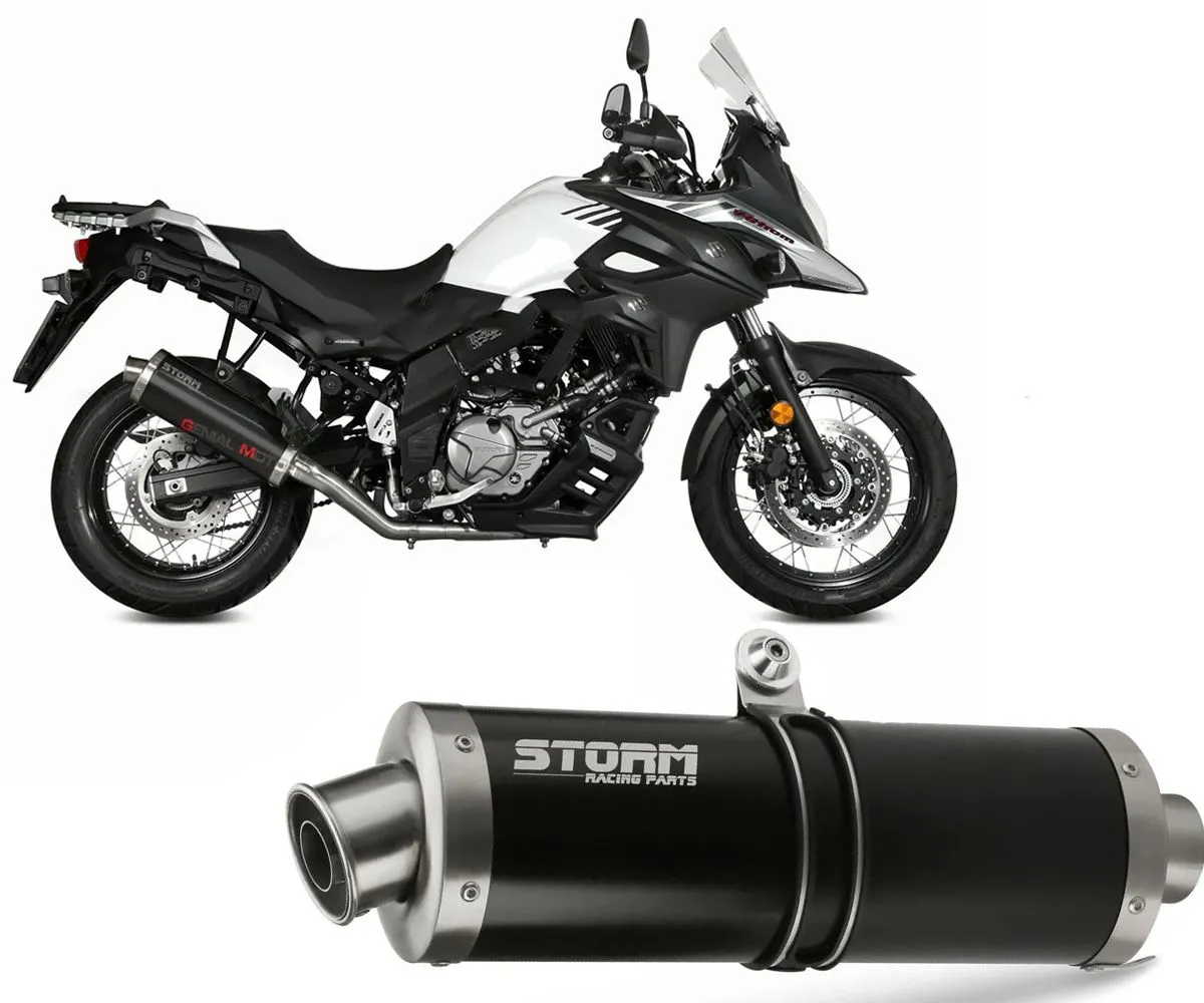 Scarico Catalizzato Storm By Mivv Oval Nero Inox Suzuki V-strom 650 2017 > 2023-74.S.049.KX2B-133722
