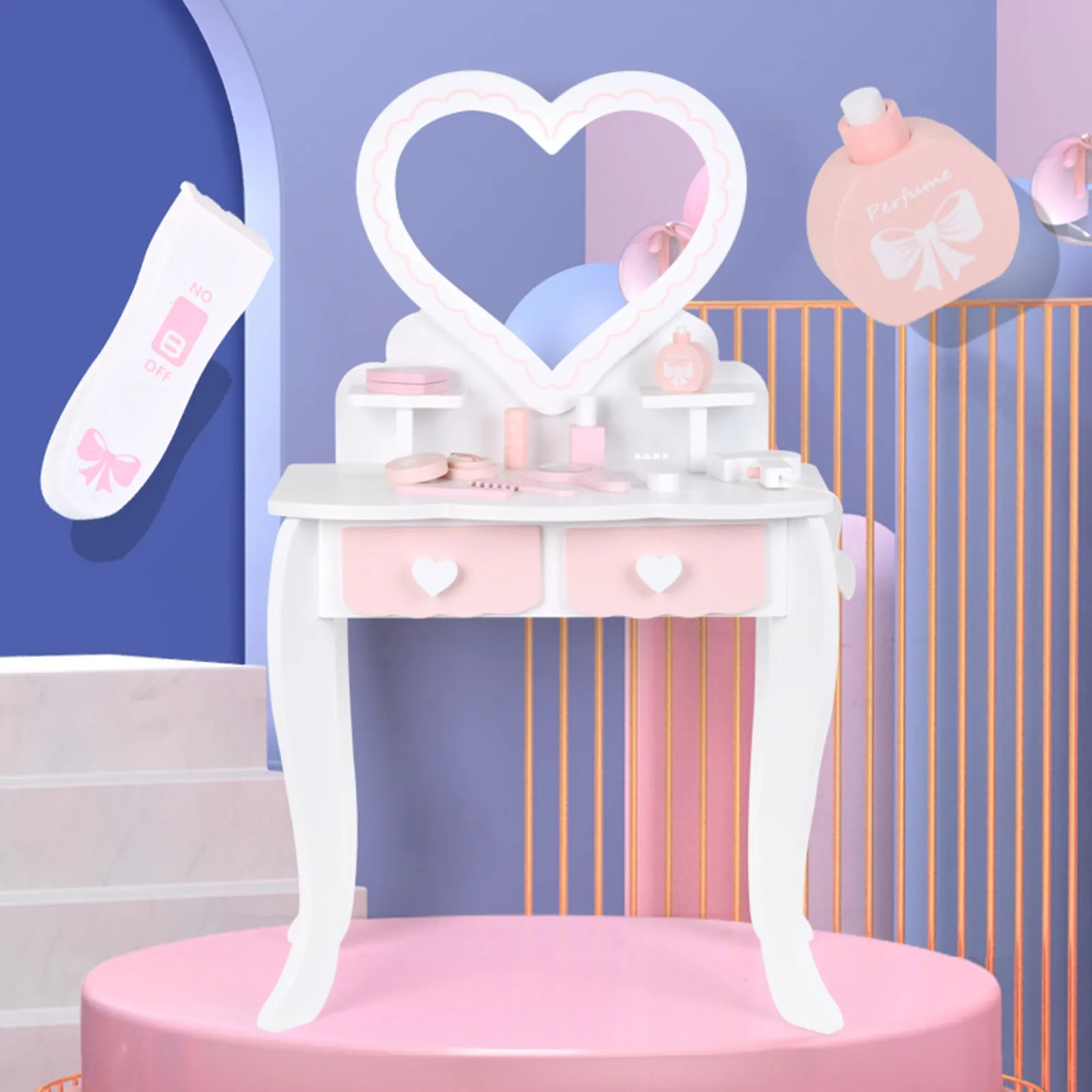 Coiffeuse pour Petite Fille avec Miroir et Tiroirs - Bureau de Maquillage Parfait comme Cadeau