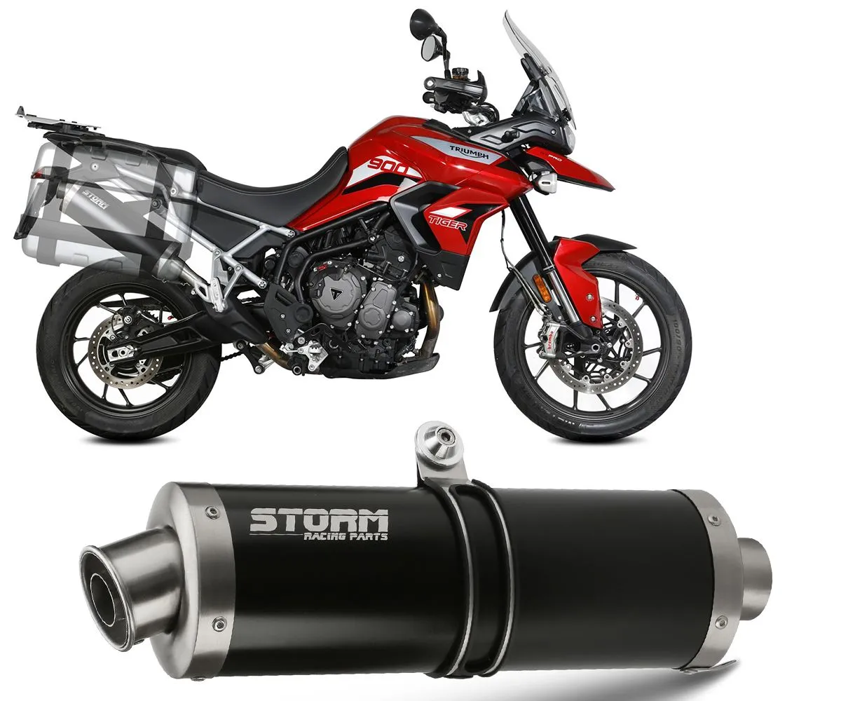 Scarico Storm By Mivv Oval Acciaio Inox Black Per Triumph Tiger 900 / Gt / Pro / Rally 2021 > 2023-74.T.018.LX2B-274223