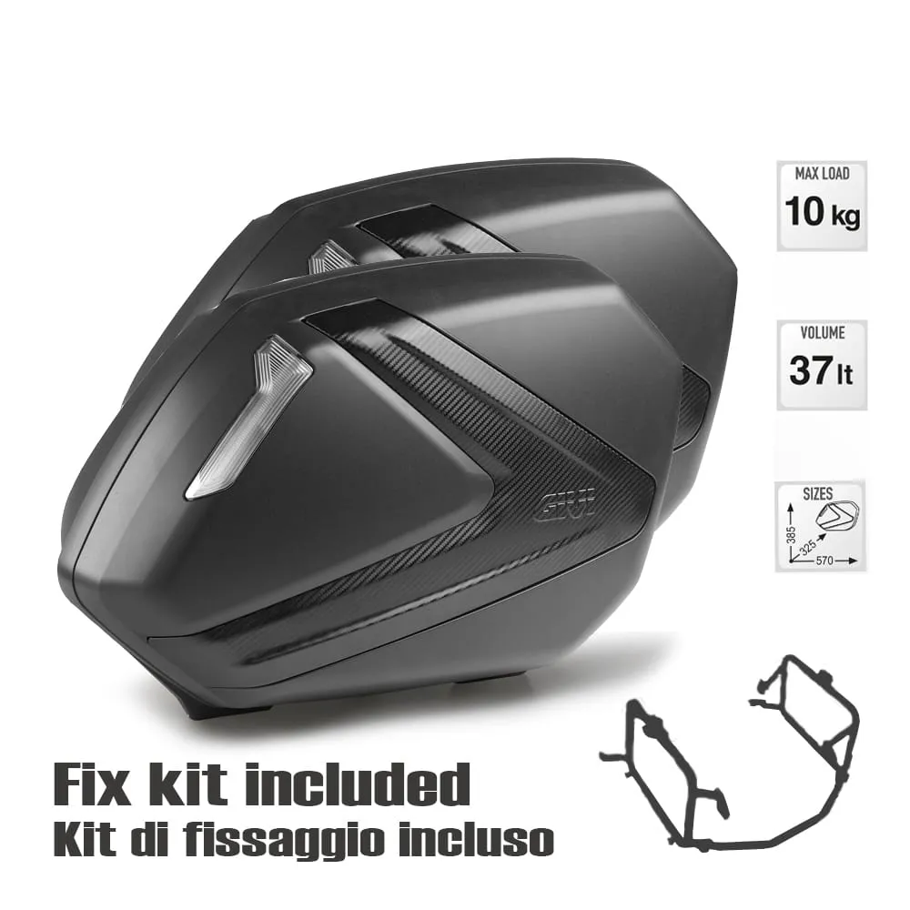 Coppia Di Valigie Laterali V37nnt + Kit Di Fissaggio Honda Crossrunner 800 2011 > 2014-V37NNT--PLX1104--1104FZ-133143