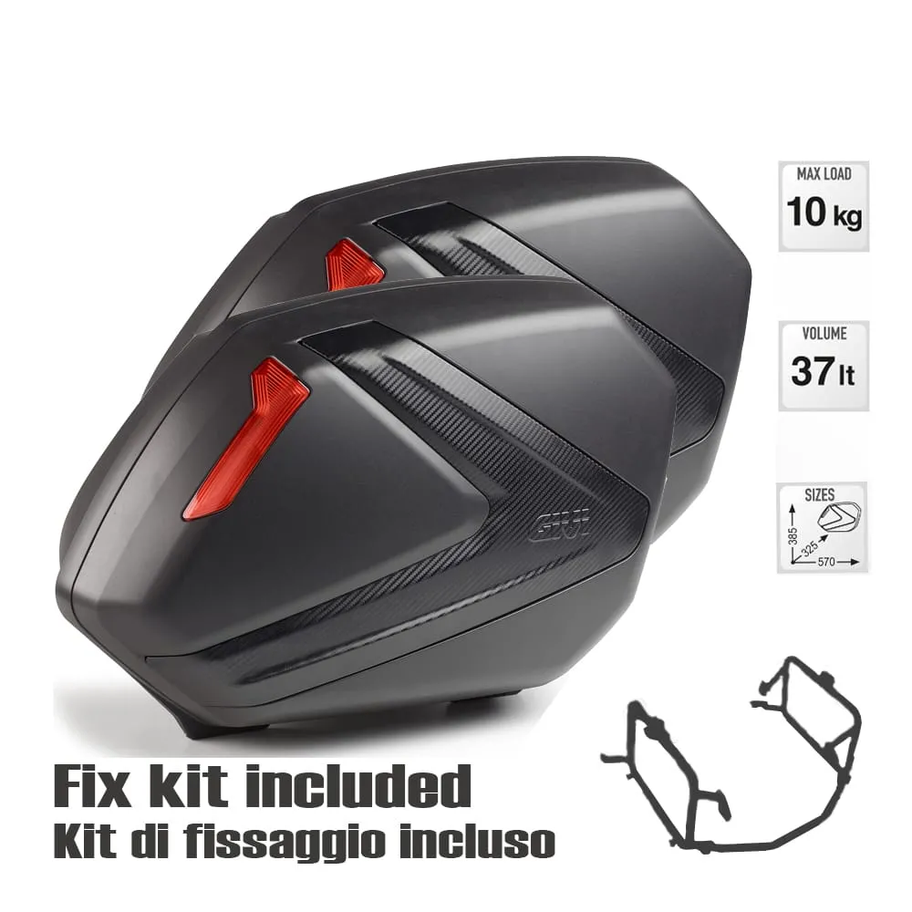Coppia Di Valigie Laterali V37nn + Kit Di Fissaggio Honda Crossrunner 800 2011 > 2014-V37NN--PLX1104--1104FZ-133081