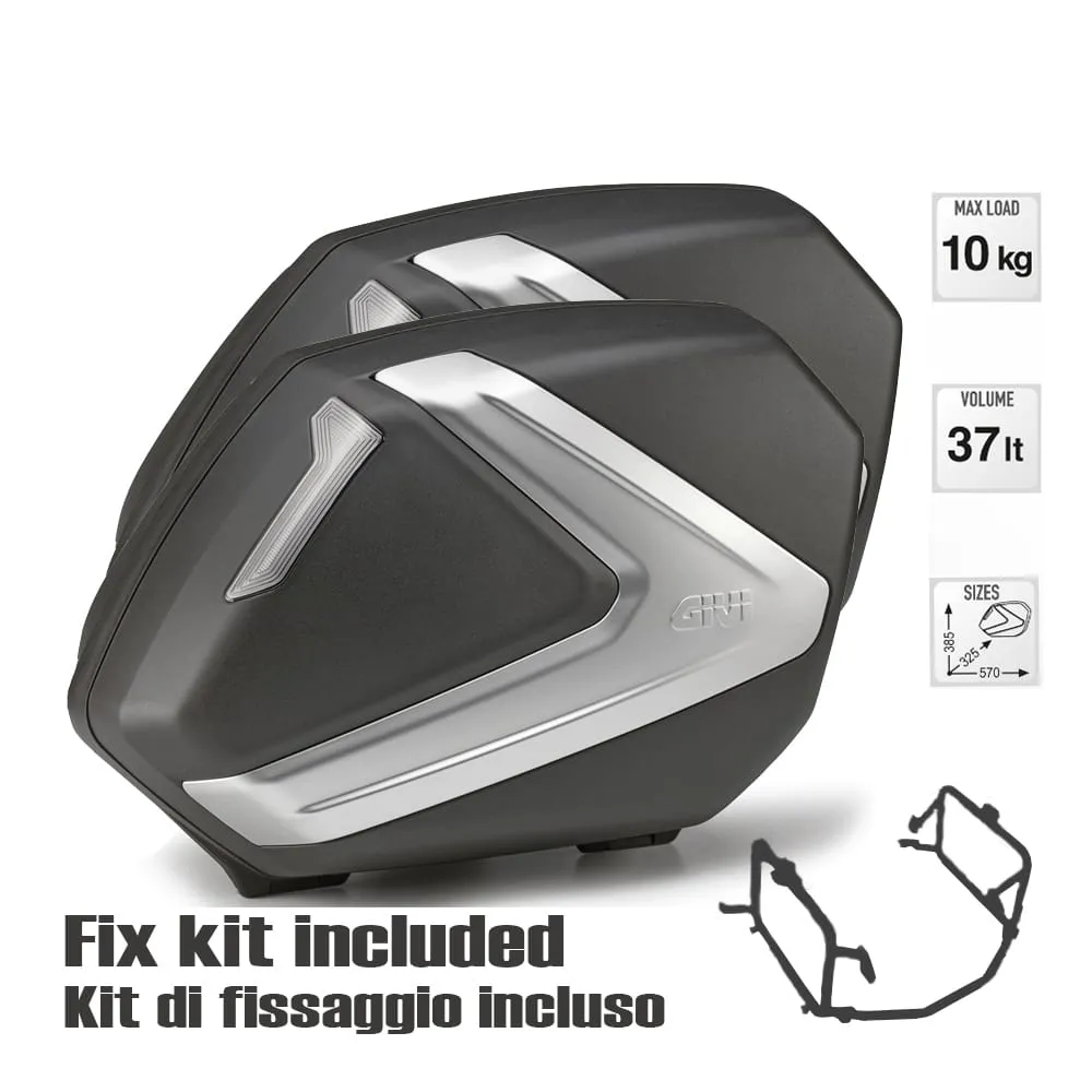 Coppia Di Valigie Laterali V37nt + Kit Di Fissaggio Honda Crossrunner 800 2011 > 2014-V37NT--PLX1104--1104FZ-133205