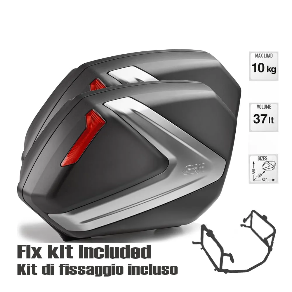 Coppia Di Valigie Laterali V37n + Kit Di Fissaggio Honda Crossrunner 800 2011 > 2014-V37N--PLX1104--1104FZ-133019