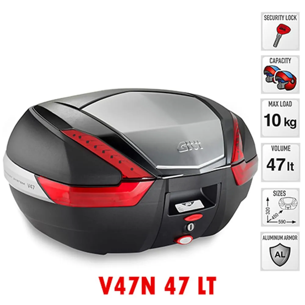 Bauletto V47n + Kit Montaggio Sra6706 Per Aprilia Caponord 1200 2013 > 2020-V47N--SRA6706-131857