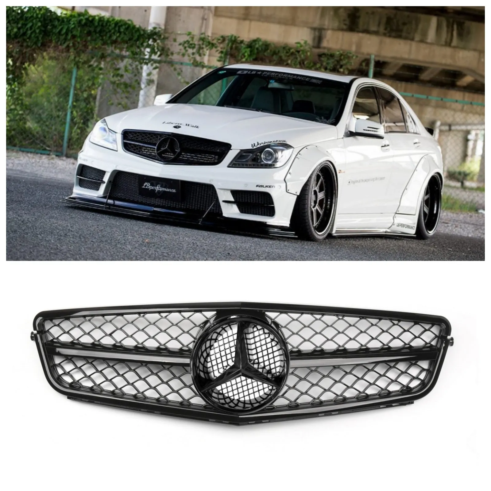 2008-2014 Classe C Benz W204 Calandre noire brillante style C300 C350 C63