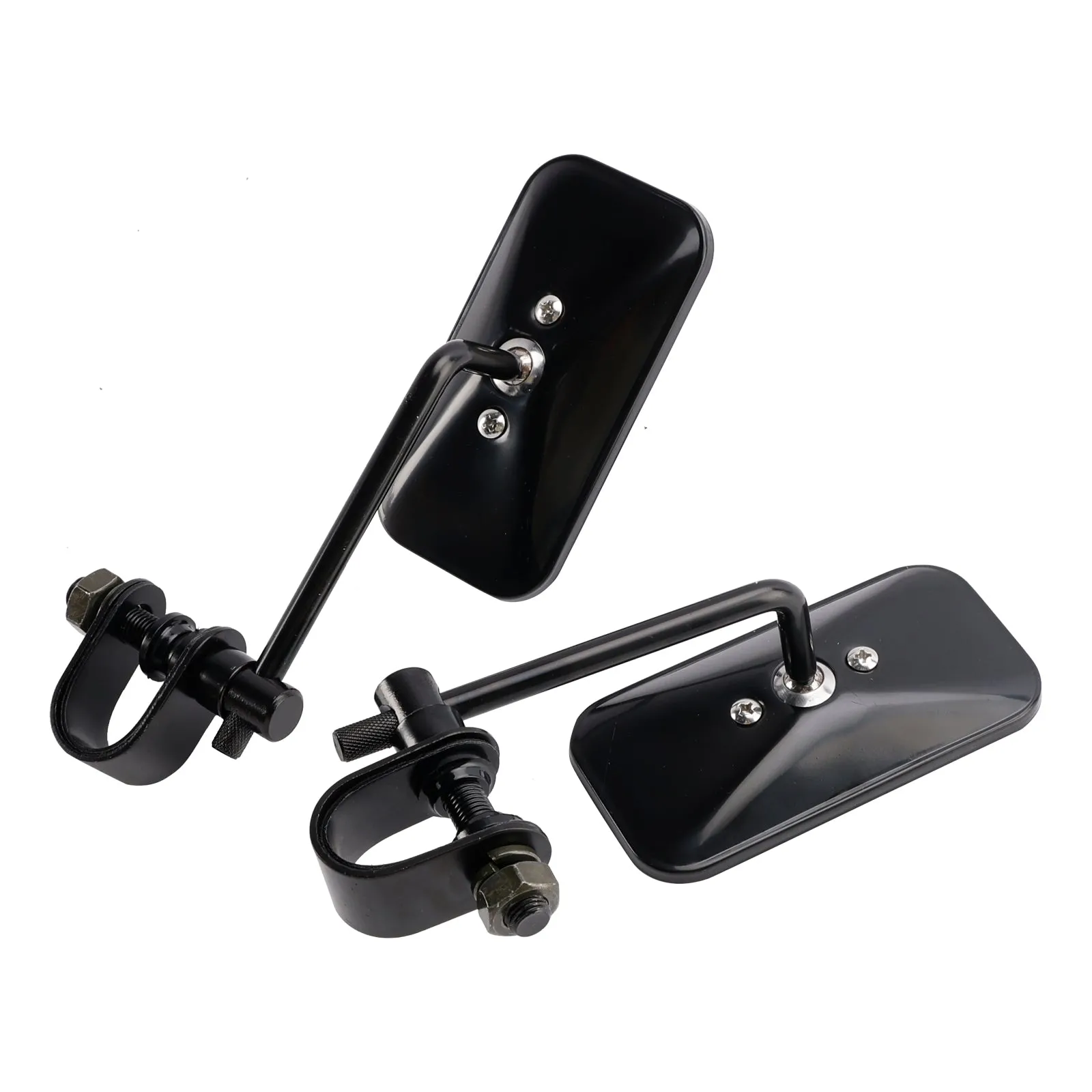 Rétroviseurs de moto rectangulaires à pince, style Old School, noirs, Brattstyle