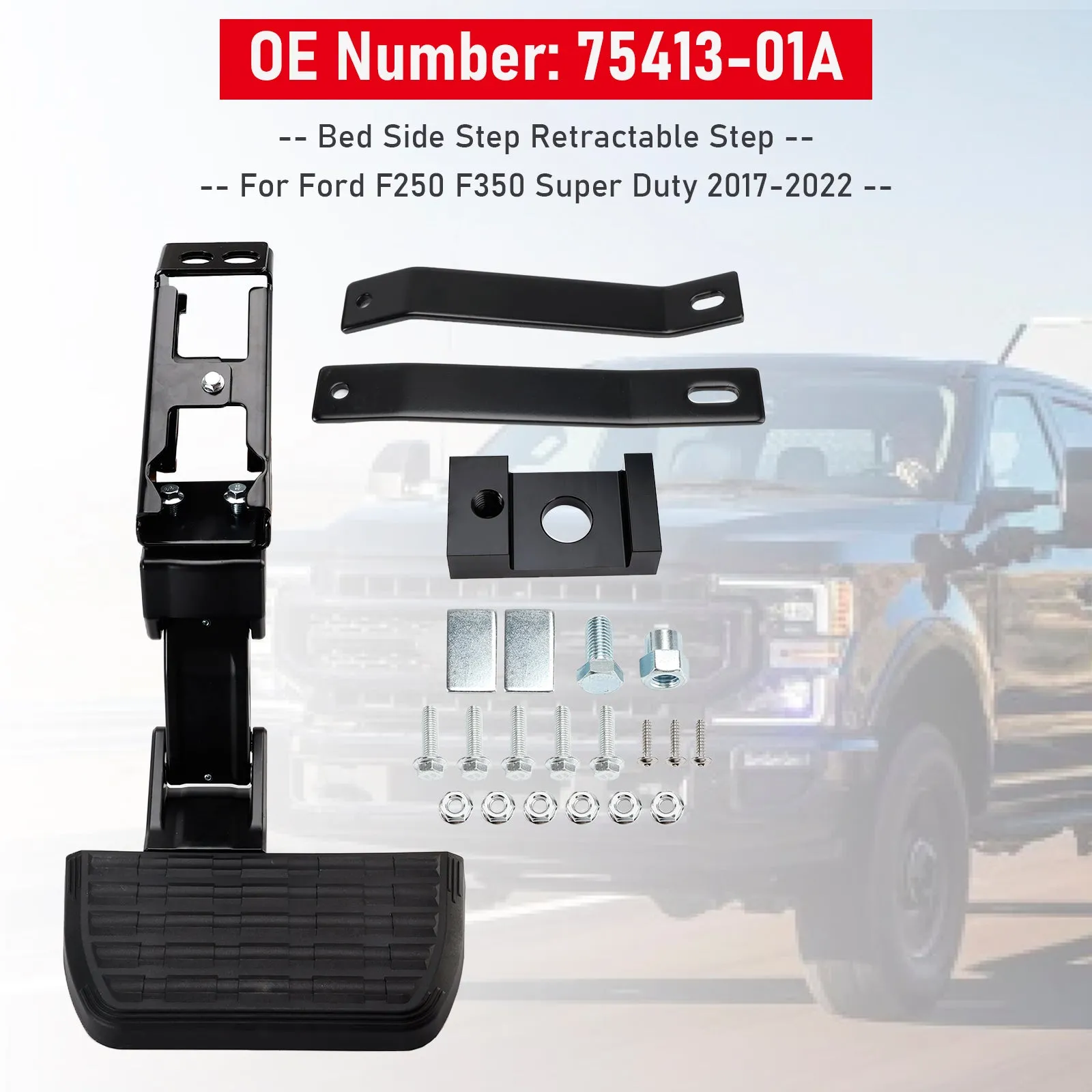 Marchepied latéral rétractable 75413-01A pour Ford F250 F350 Super Duty 2017-2022