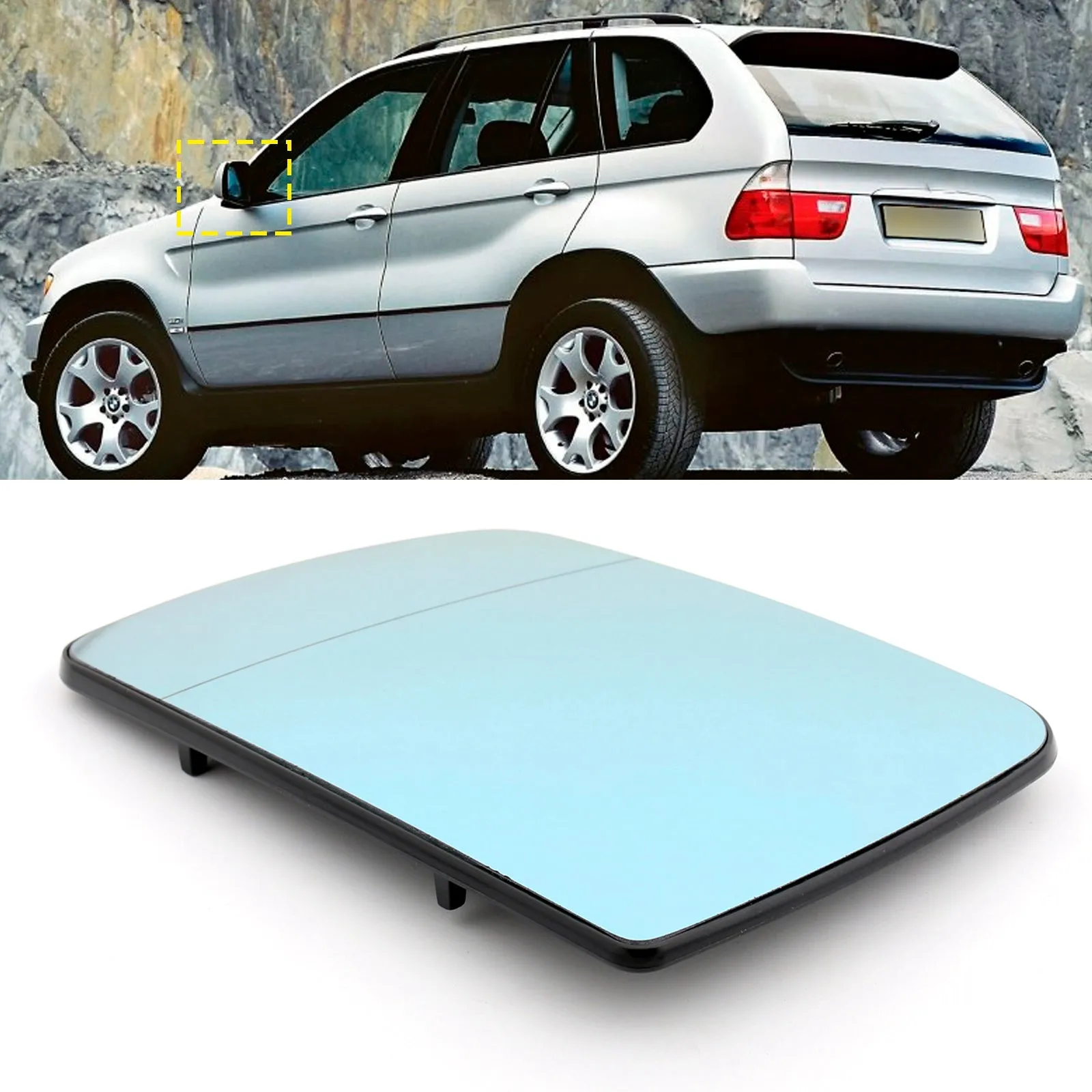 Rétroviseur gauche conducteur chauffant bleu pour BMW X5 E53 1998-2006