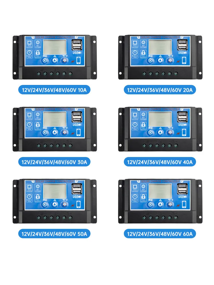 Contrôleur solaire PWM 12 V-60 V, affichage du courant, contrôle de l'éclairage public solaire, démarrage 0 V