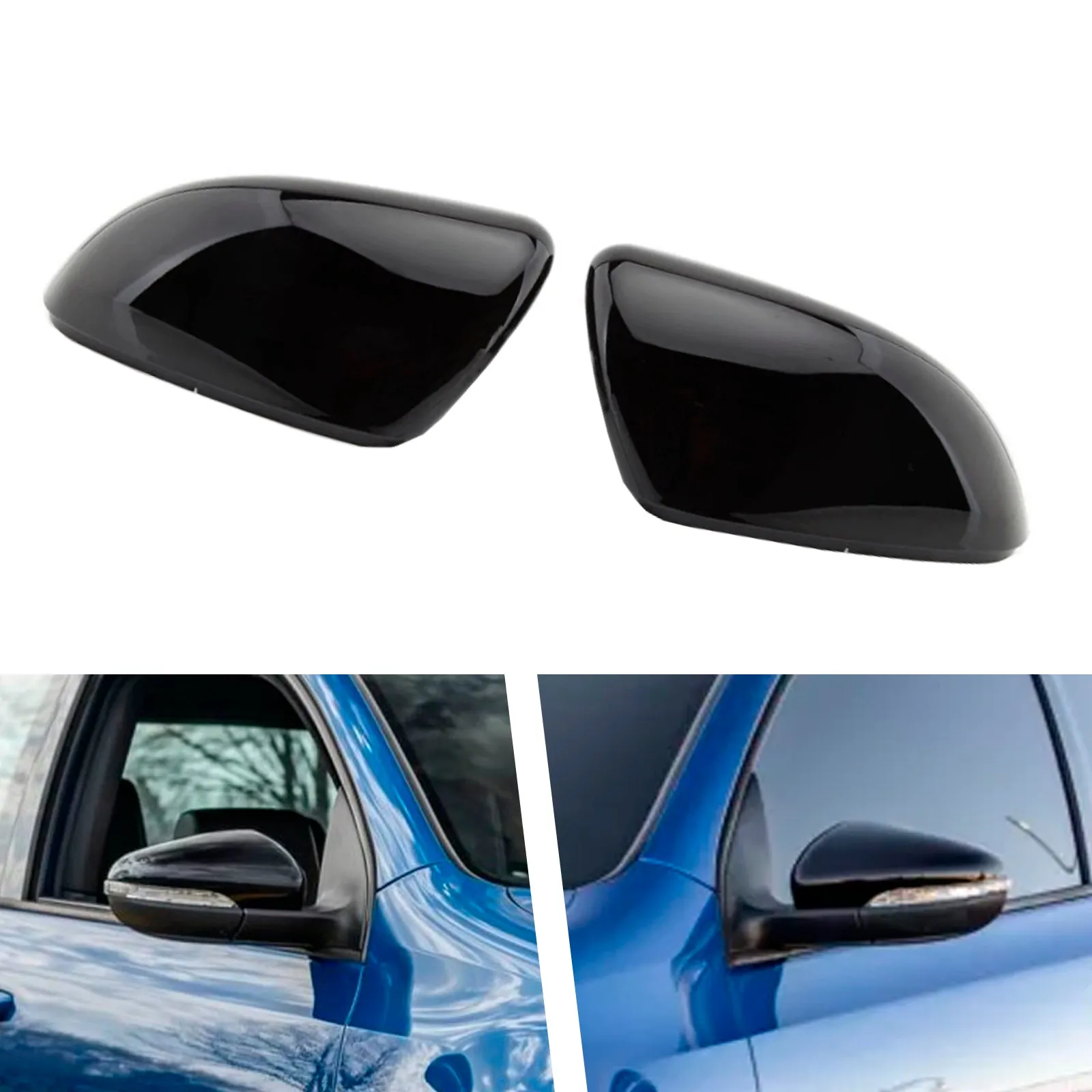 Lot de 2 coques de rétroviseurs noir brillant pour VW Golf MK6 2009-2013 5K0857538