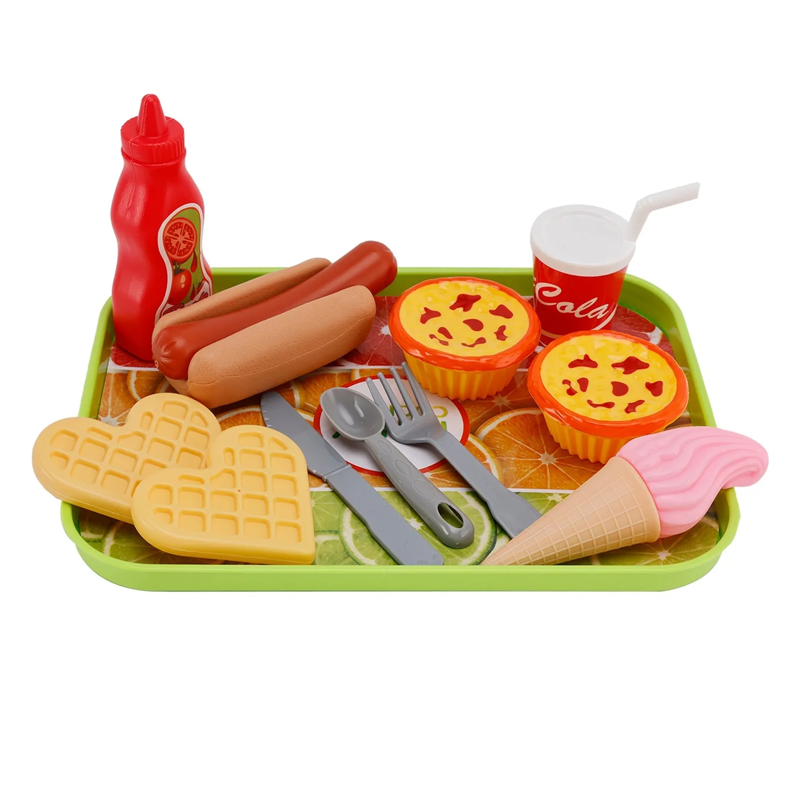 Ensemble de cuisine pour enfants, tarte aux œufs, gaufres, glaces, boissons
