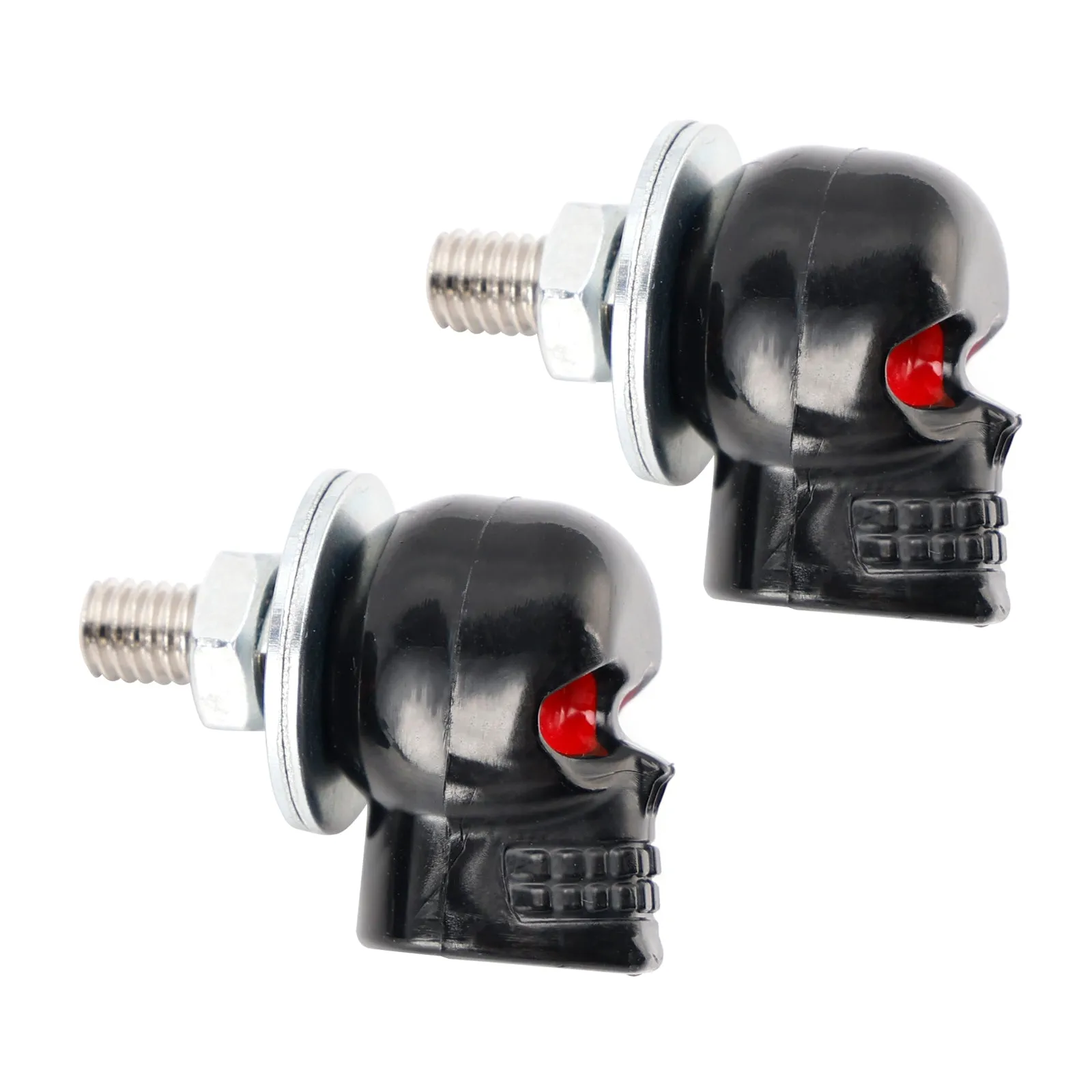 Vis M6 en plastique noir pour plaque d'immatriculation, tête de mort, cadre, quincaillerie, lot de 2