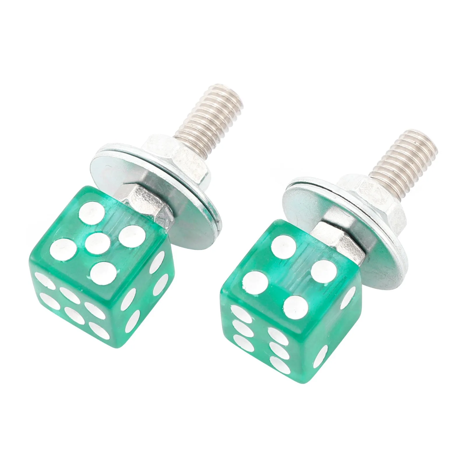 2x Vis de plaque d'immatriculation DICE personnalisées en plastique vert pour moto Chopper Bobber