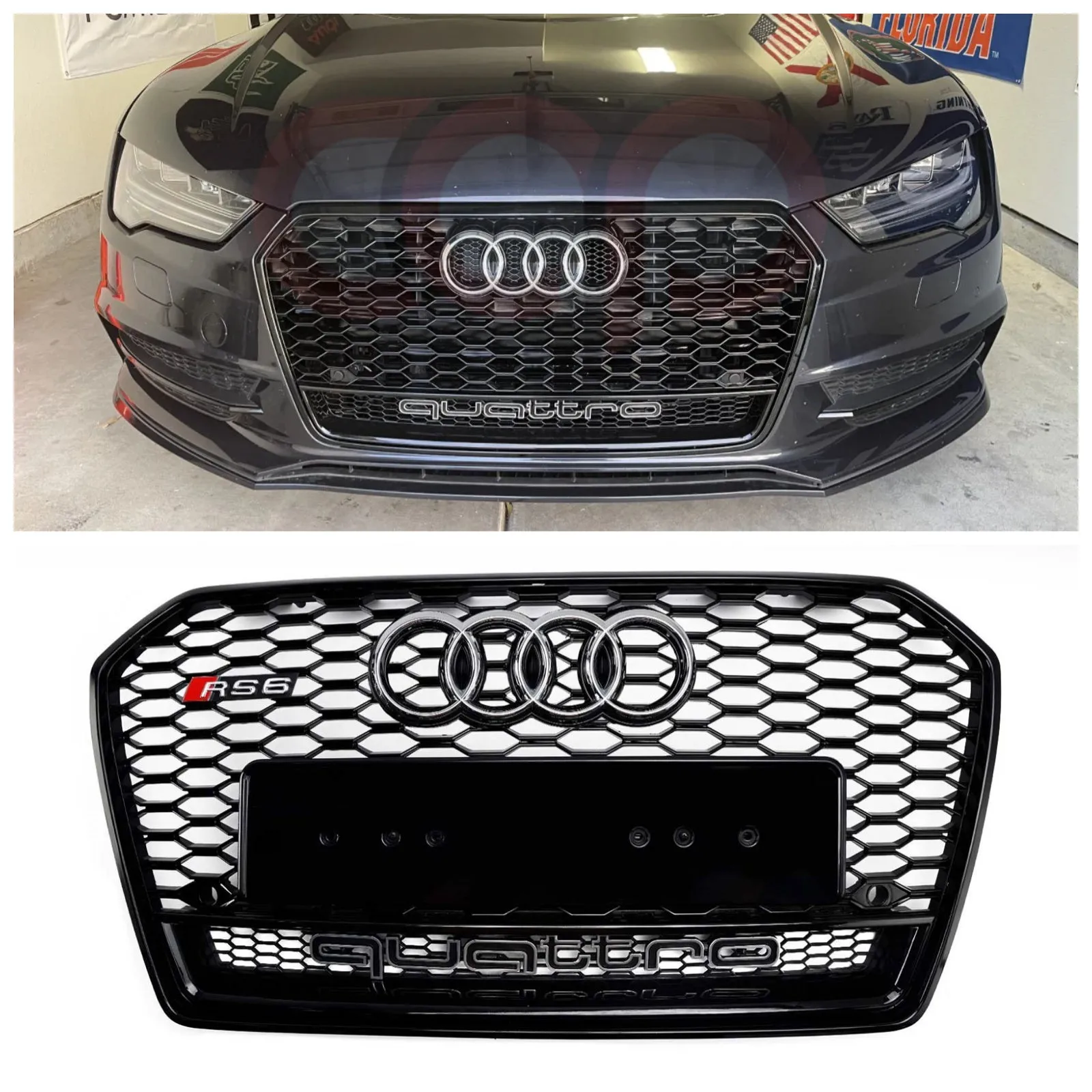 2016 2017 2018 Calandre avant alvéolée style RS6 noir pour Audi S6 C7/C7PA restylée