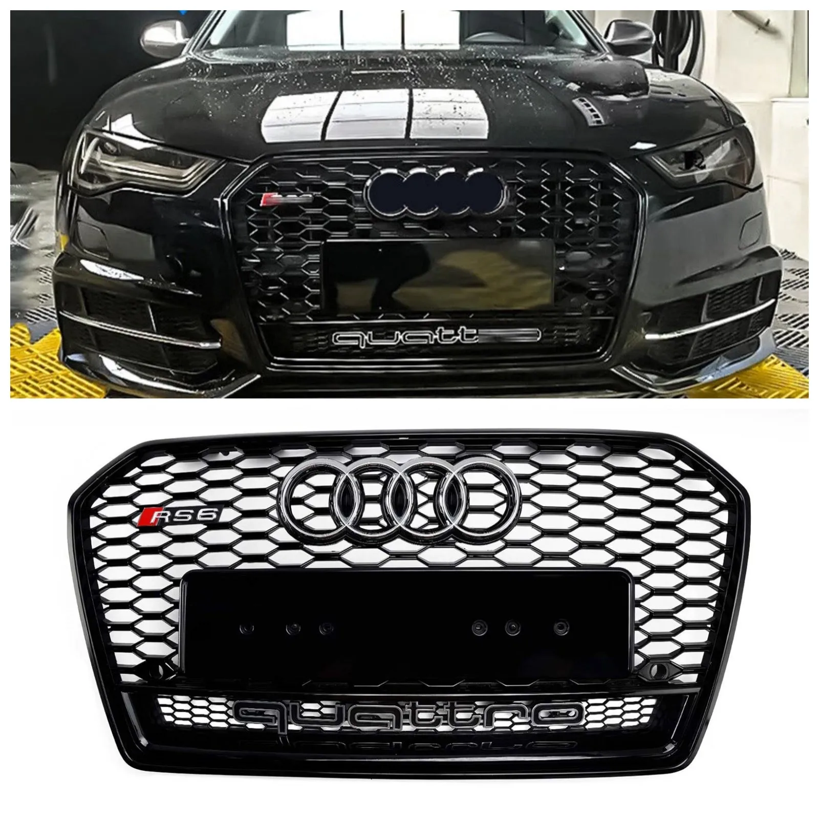 2016-2018 Calandre avant alvéolée style RS6 noir pour Audi A6 C7/C7PA restylée